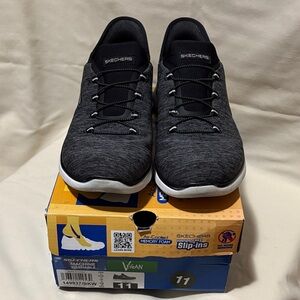 Skechers Charcoal/Black Slip-On Sneakers